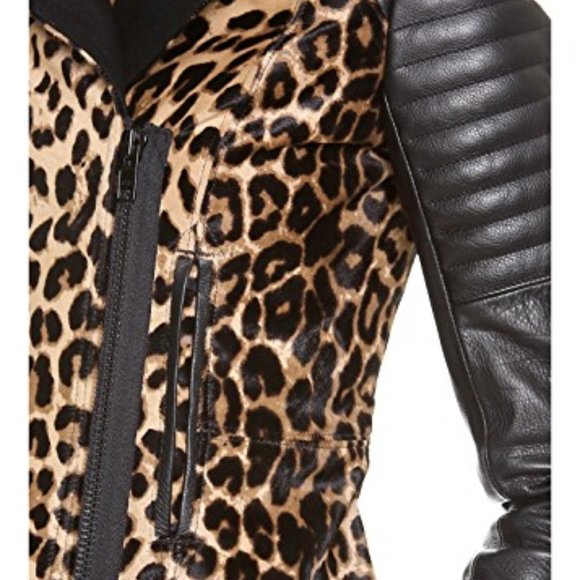 A.L.C leopard Print calf hair Leather Jacket - Picture 8 of 8